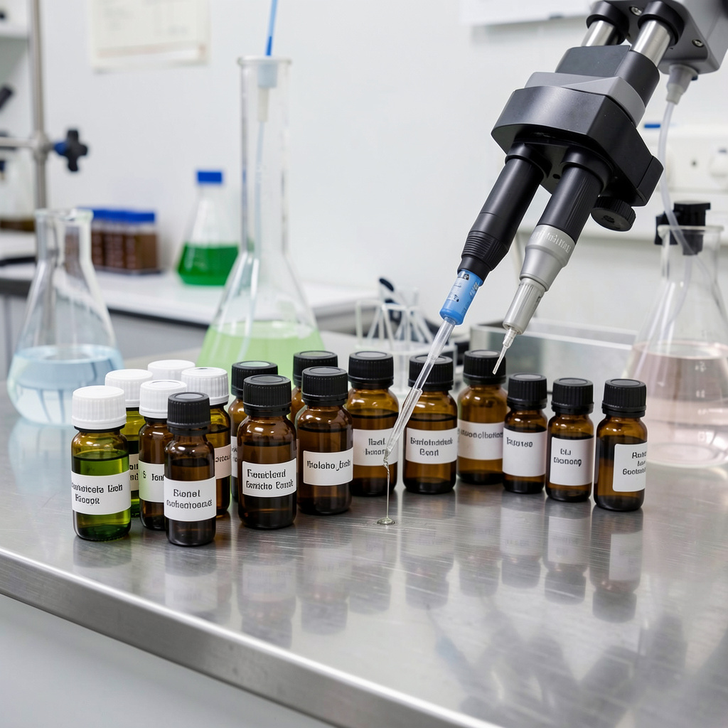 Scientific laboratory testing botanical extracts for quality and potency